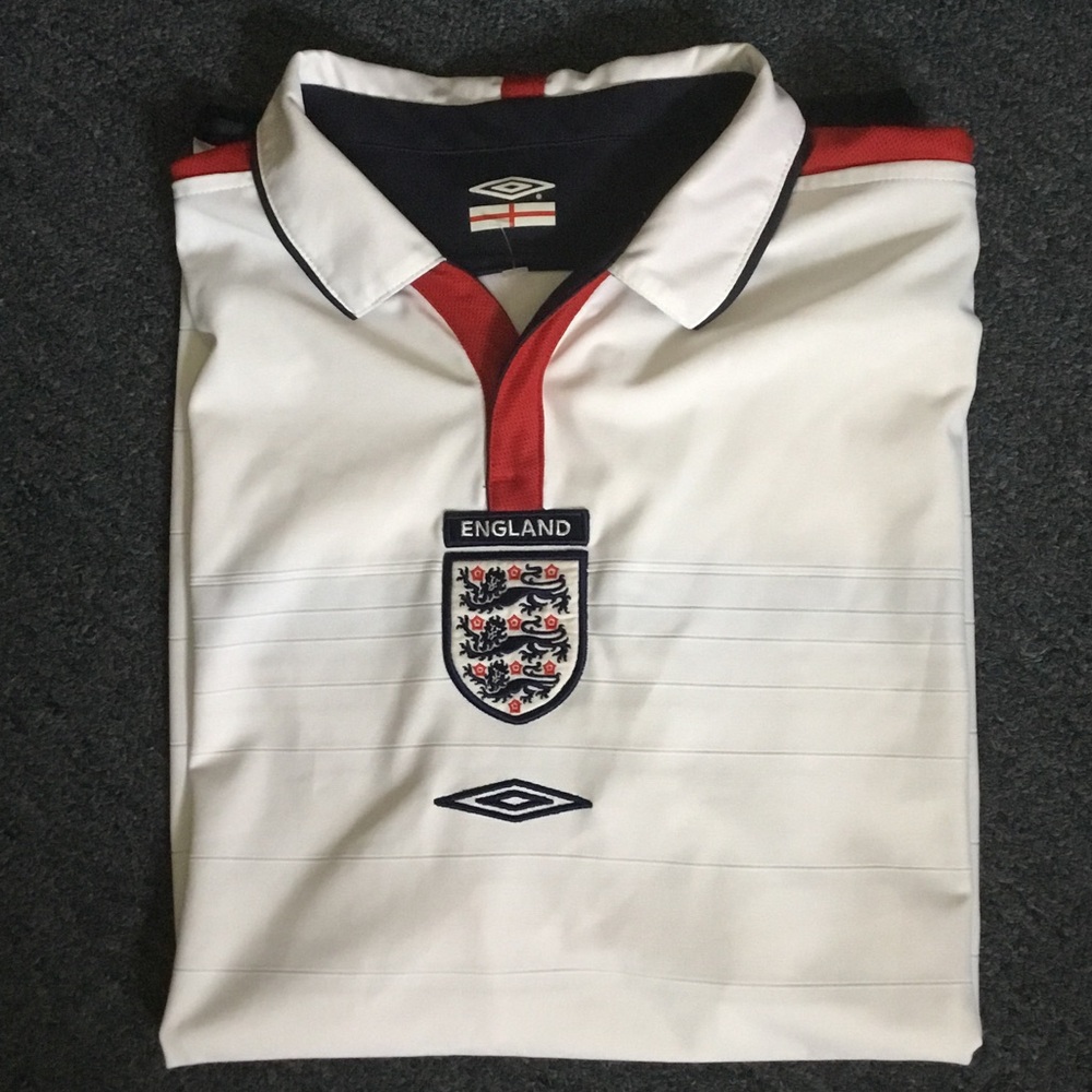 Umbro White England National Shirt with Red and Navy Accents